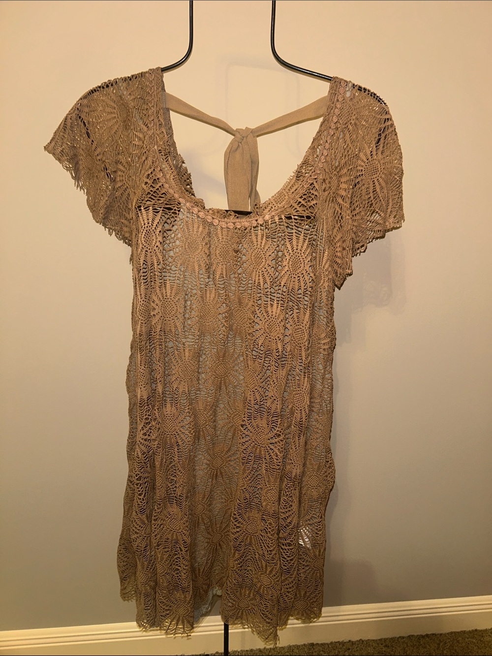 Poof Couture Beige Crochet Tunic Dress